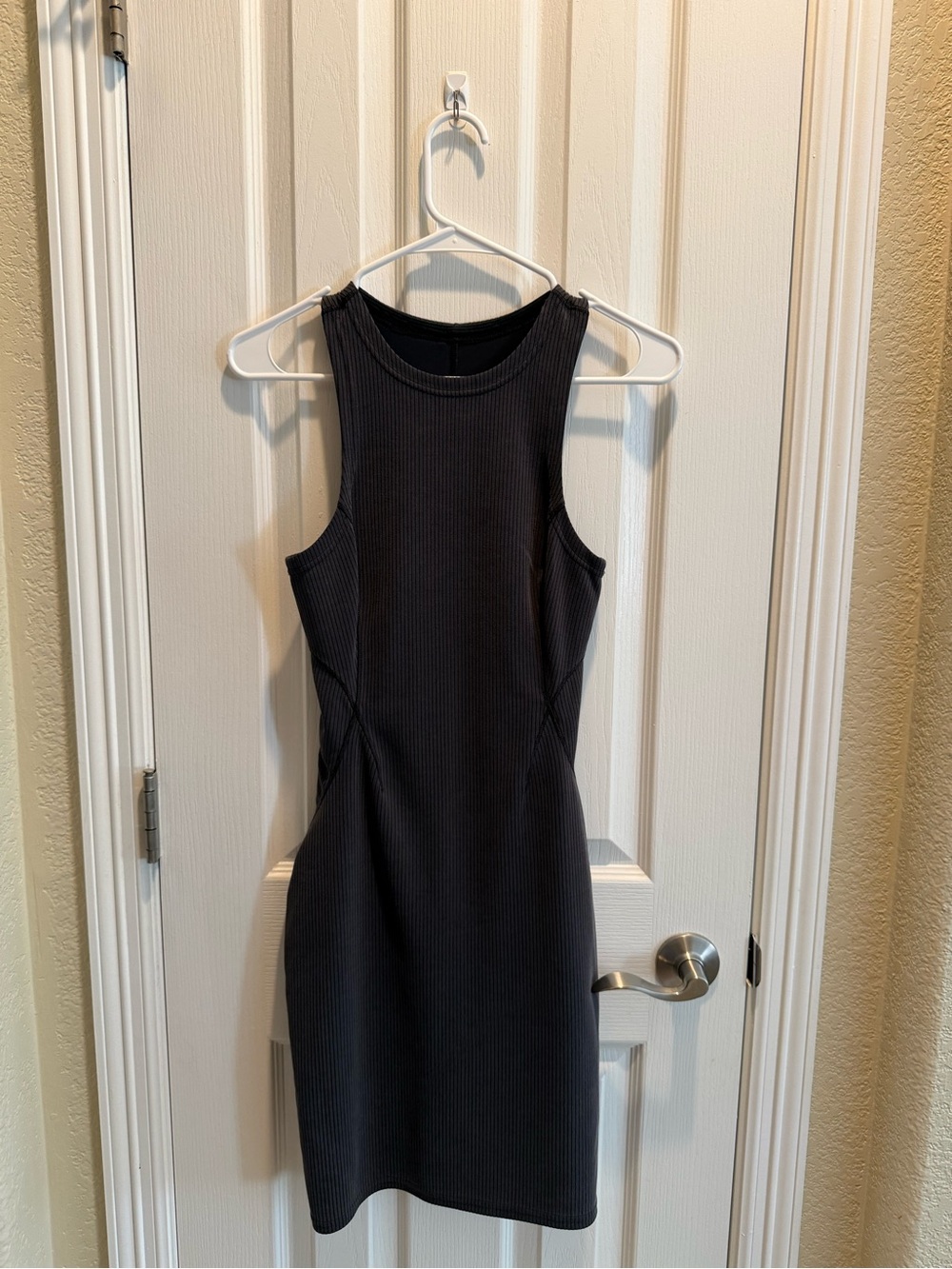 lululemon athletica Ribbed Tank Mini Dress in Charcoal Black